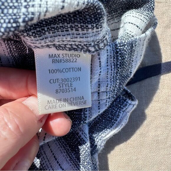 Max Studio Drawstring Pull On Skirt Size Small Blue White Stripe Coastal Casual - Picture 10 of 11